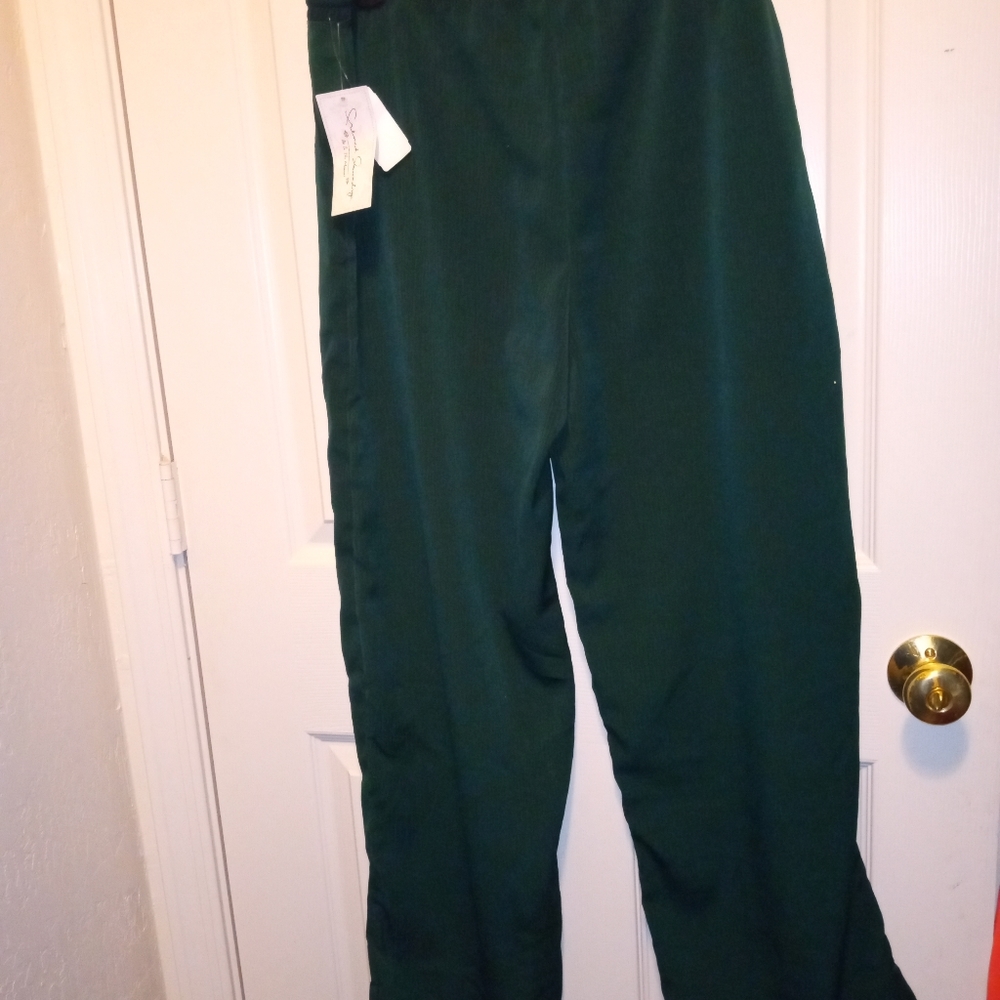 French Laundry Loose Fit Pull On Drawstring Linen Pants Hunter Green Relaxed